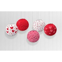 Love Hearts Mini Round Paper Lanters (12cm) - Pk 5