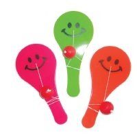 Neon Paddle Ball Toys - Pk 3