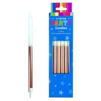 Half-Dip Rose Gold Birthday Candles (12cm) - Pk 12