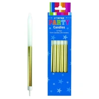 Half-Dip Gold Birthday Candles (12cm) - Pk 12