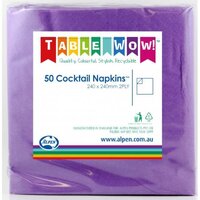 Purple Cocktail Napkins - Pk 50