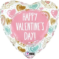 18" Valentine Doodles Foil Balloon