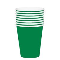 354ml Festive Green Paper Drinking Cups - Pk 20