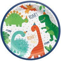 17cm Dino-Mite Party Round Paper Plates - Pk 8