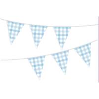 Gingham Paper Bunting FSC Pastel Blue