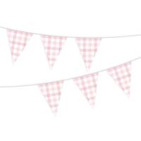 Gingham Paper Bunting FSC Pastel Pink