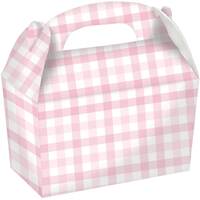 Gingham Paper Treat Box FSC Pastel Pink