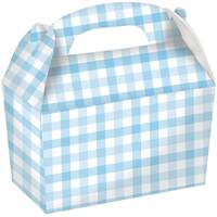 Gingham Paper Treat Box FSC Pastel Blue