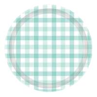 Gingham 17cm Paper Plate Pastel Mint FSC NPC 8Pk