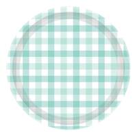 Gingham 17cm Paper Plate Pastel Mint FSC NPC 8Pk