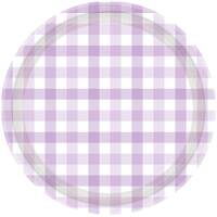 Gingham 17cm Paper Plate Pastel Purple FSC NPC 8Pk