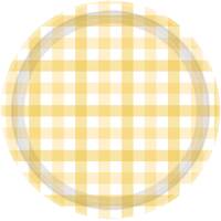 Gingham 17cm Paper Plate Pastel Yellow FSC NPC 8Pk