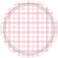 Gingham 23cm Paper Plate Pastel Pink FSC NPC 8Pk