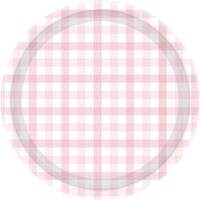 Gingham 23cm Paper Plate Pastel Pink FSC NPC 8Pk