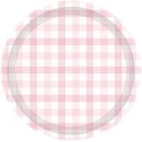 Gingham 17cm Paper Plate Pastel Pink FSC NPC 8Pk