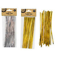 Metallic Twist Ties, Pack of 50