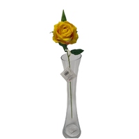 Small Yellow Velvet Single Stem Rose, 7cm, 51cm