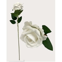 White Diamond Velvet Single Stem Rose, 50cm