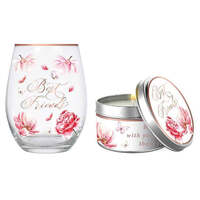 Best Friend Stemless Glass and Candle Gift Set