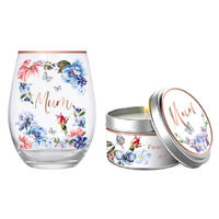 Mum Stemless Glass and Candle Gift Set