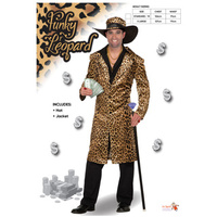 Adults Leopard Print Pimp Coat & Hat Costume