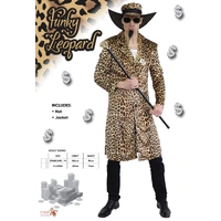Adults Leopard Print Pimp Coat & Hat Costume