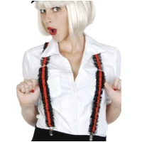 Frilly Black & Red Suspenders