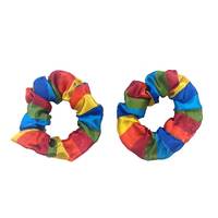 Rainbow Satin Hair Scrunchies - Pk 2