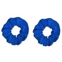 Brilliant Blue Satin Hair Scrunchies - Pk 2