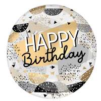 Happy Birthday Geo Black & Gold Clearz Balloon (45-50cm)