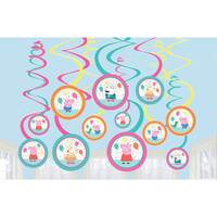 Peppa Pig Party Hanging Whirls - Pk 12