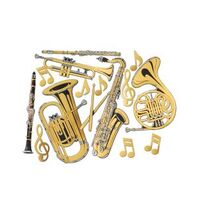 Asstd. Music Instruments Gold Foil Cutouts - Pk 15