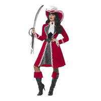 Womens Deluxe Red Pirate Captain Costume