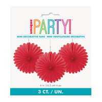 Red Decorative Fans (15 cm) - Pk 3