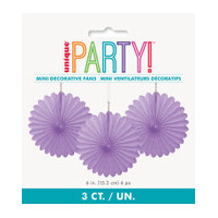 Purple Decorative Fans (15 cm) - Pk 3