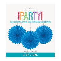 Royal Blue Decorative Fans (15 cm) - Pk 3