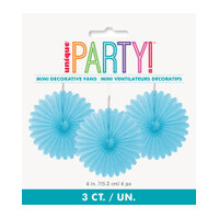 Pastel Blue Decorative Fans (15 cm) - Pk 3