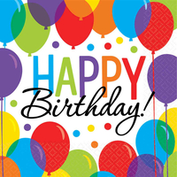 Balloon Bash Lunch Napkins (16.5 x 16.5 cm) - Pk 16