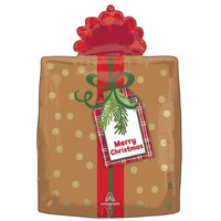 Standard XL Merry Christmas Plaid Present Balloon (50 cm)