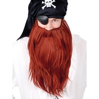 Red Pirate Beard & Mustache Set