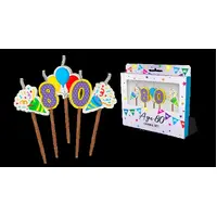 80th Birthday Novelty Candle Pack - Pk 5