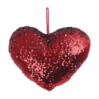 Red Sequined Heart Cushion (31 cm)