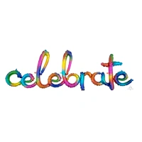 Rainbow "Celebrate" Script Balloon (149 x 50 cm)