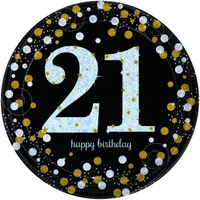 Sparkling "21" Birthday Plates (23 cm) - Pk 8