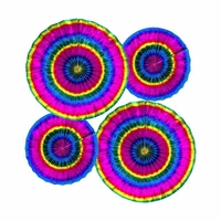 4 Rainbow Foil Paper Fan Set