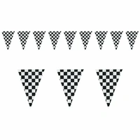 Pennant Bunting Triangle Flag Banner - Black/White Check