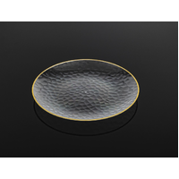 Heavy Duty Clear Dimple Plates Gold Rim (180mm) – Pk 10