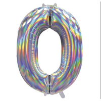 Iridescent Silver Foil Balloon Number 0 (86 cm)