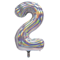 Iridescent Silver Number 2 Foil Balloon (86 cm)