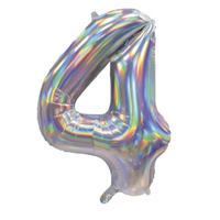 Iridescent Silver Number 4 Foil Balloon (86 cm)